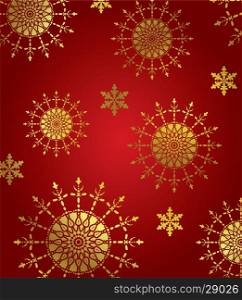 abstract winter background with golden ornament