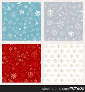 Abstract Winter Design Seamless Pattern Background Collection Set with Snowflakes for Christmas and New Year Poster. Vector Illustration. Abstract Winter Design Seamless Pattern Background Collection Set with Snowflakes for Christmas and New Year Poster. Vector Illustration EPS10