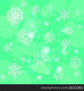 Abstract Winter Snow Background. Abstract Green Winter Pattern. Snowflakes Background. Abstract Winter Snow Background