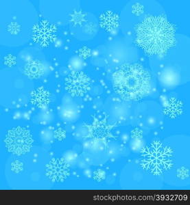 Abstract Winter Snow Background. Abstract Winter Pattern. Snowflakes Background. Blue Snowflakes Background