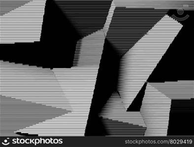 Abstract woodcut styled background with low poly cubes