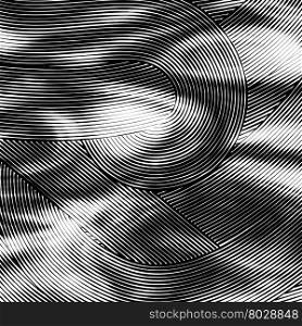 Abstract woodcut styled background with waves of lines