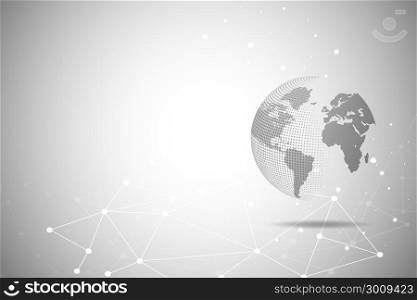 Abstract World map Global network connection.circle point and line composition concept of global business. Vector illustration