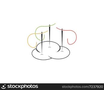 Abstract yarn and needle icon vector illustration