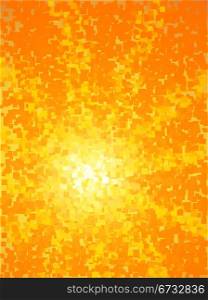 Abstract yellow and orange light burst square stylized vertical background.