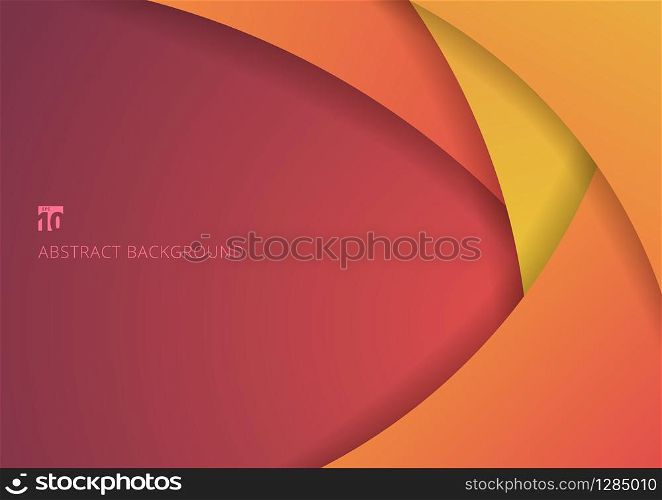 Abstract yellow and pink curve circle paper layer overlapping background. Vector illustration