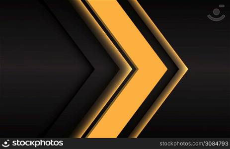 Abstract yellow arrow direction on dark grey metallic design modern luxury futuristic background vector illustration.