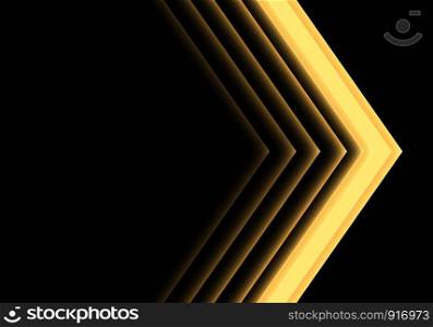 Abstract yellow arrow light neon direction on black design modern futuristic background vector illustration.