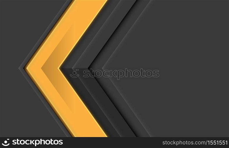 Abstract yellow arrow metallic direction on grey with blank space design modern futuristic background vector illustration.
