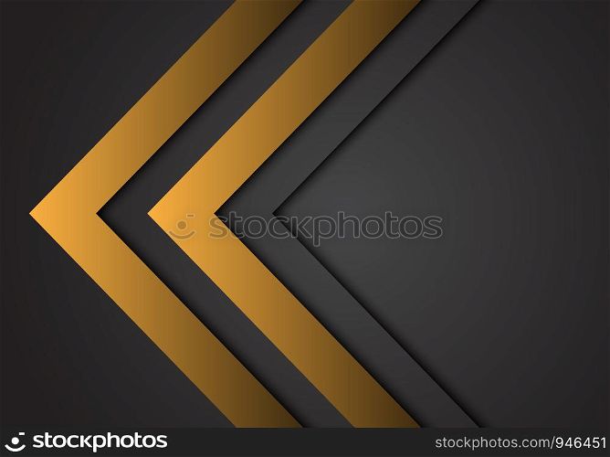 Abstract yellow arrow steel direction on dark grey design modern futuristic background vector.