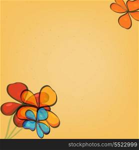 Abstract yellow background with flowers