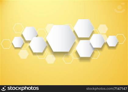 abstract yellow bee hive hexagon and space background