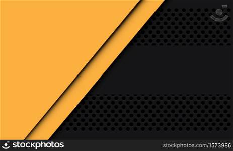 Abstract yellow blank space overlap on dark grey circle mesh design modern futuristic background vector illustration.