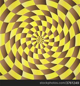 Abstract yellow-brown shading background illustration of twisty stripes with a radial gradient