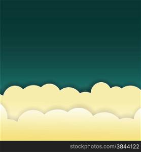 Abstract yellow clouds on dark background vector illustatration with place for text.