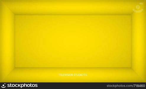 Abstract yellow empty room, niche with yellow wall, floor, ceiling, dark side without any textures, box top view colorless 3d illustration.. Abstract yellow empty room, niche with yellow wall, floor, ceiling, dark side without any textures, box top view colorless 3d illustration