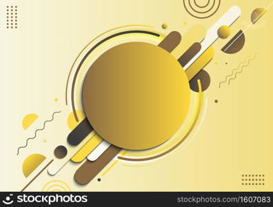 Abstract yellow geometric circle pattern composition rounded line shapes diagonal transition background. You can use for cover, poster, template, decorated, brochure, flyer. Vector