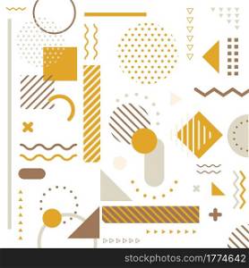 Abstract yellow geometric elements pattern memphis style on white background. Vector illustration