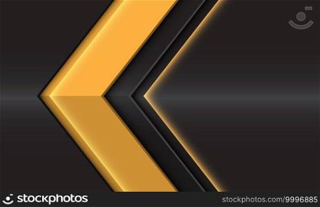 Abstract yellow glossy arrow direction on dark grey metallic design modern futuristic background vector illustration.