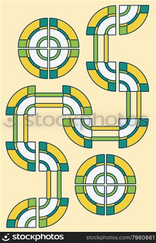 abstract yellow green road circles background vector file