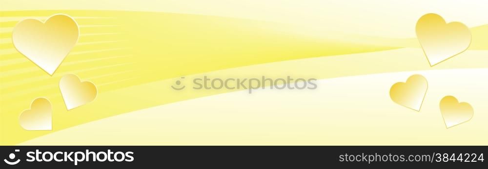 Abstract yellow heart symbols on yellow background vector illustration for web design.