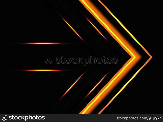 Abstract yellow light arrow direction on dark grey design modern futuristic background vector illustration.