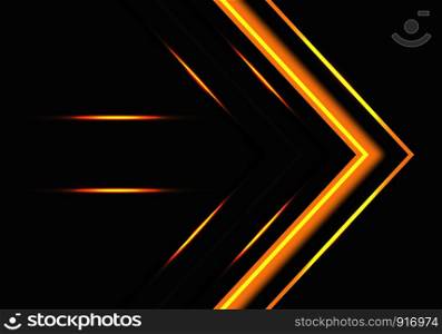 Abstract yellow light arrow direction on dark grey design modern futuristic background vector illustration.