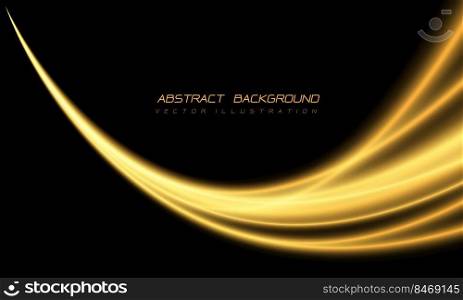 Abstract yellow light fast speed curve on black design modern luxury futuristic technology background vector