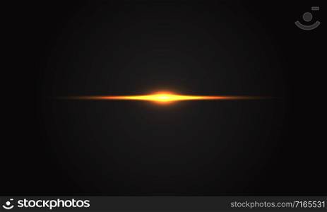 Abstract yellow light flare effect on black background luxury vector illustration.
