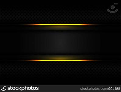Abstract yellow light line dark grey banner on circle mesh design modern luxury futuristic background vector illustration.
