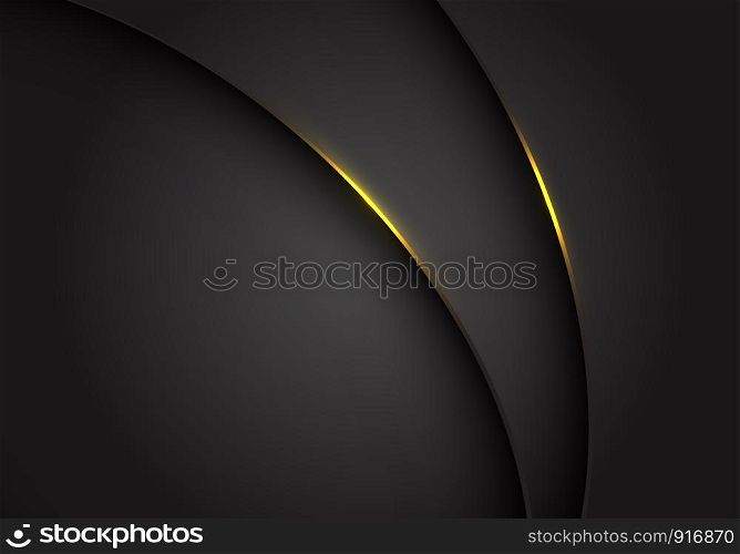 Abstract yellow light on dark grey grey metallic curve overlap with blank space design modern futuristic background vector illustration.