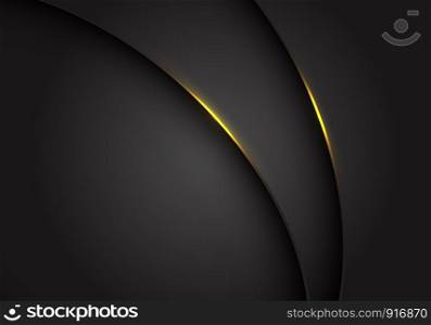 Abstract yellow light on dark grey grey metallic curve overlap with blank space design modern futuristic background vector illustration.