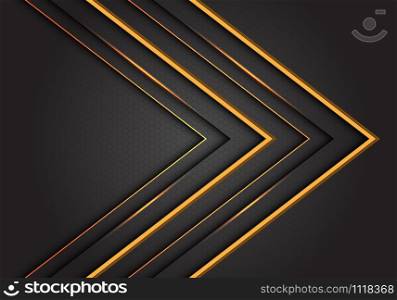 Abstract yellow line arrow direction on grey design modern luxury futuristic background vector illustration.