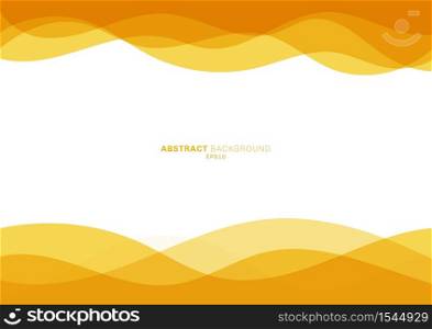 Abstract yellow line curve water wave overlapping layer on white background. Vector illustration