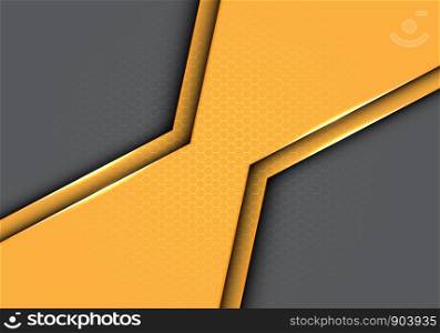 Abstract yellow polygon metallic with hexagon mesh pattern on grey design modern futuristic background vector illustration.