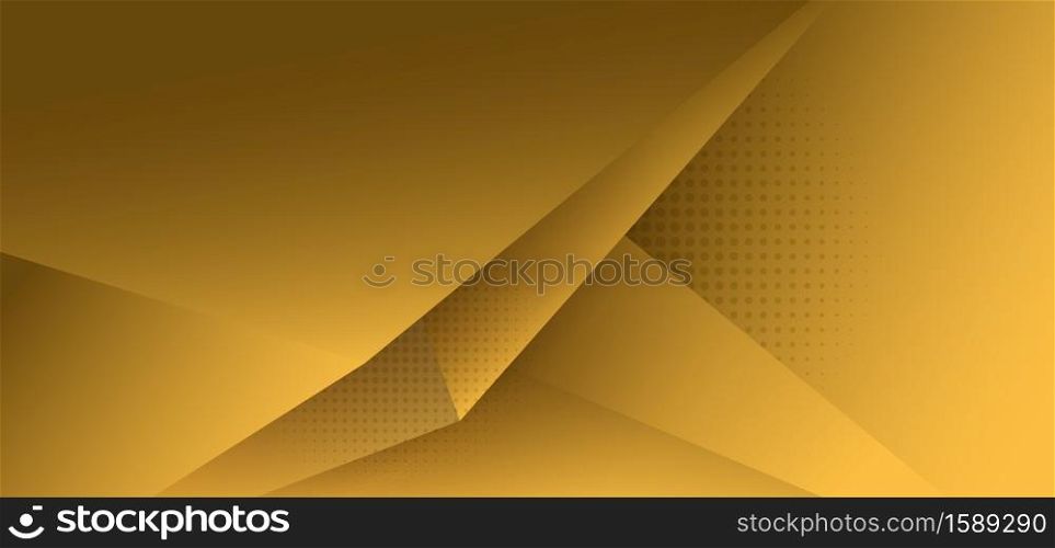 Abstract yellow polygon triangle gradient background with shadow and space for your text. Vector illustration