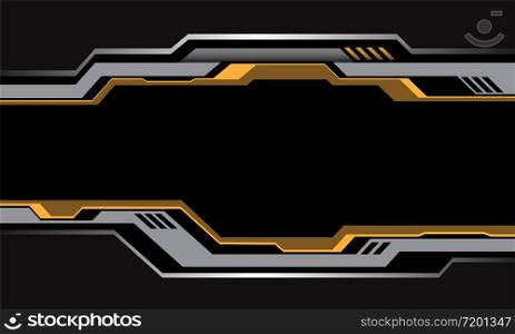 Abstract yellow silver circuit cyber metallic black blank space design modern futuristic technology style background vector illustration.