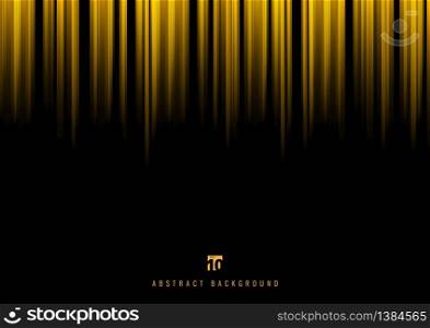 Abstract yellow stripe vertical lines light on black background with space for your text. Vector illustration