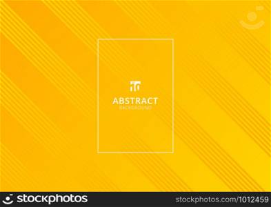 Abstract yellow striped diagonal lines gradient background and texture with white rectangle frame. Vector illustration