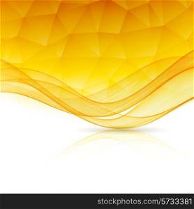 Abstract yellow template background with wave and low poly. Brochure design