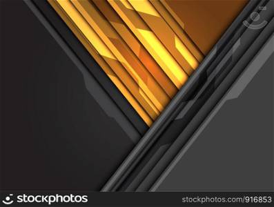 Abstract yellow triangle light power on grey circuit with blank space design modern futuristic technology background vector illustration.