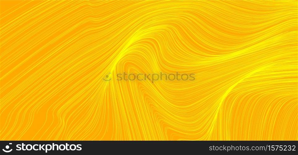 Abstract yellow wave or wavy lines texture background. Vector illustration