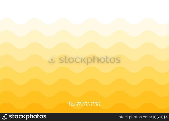 Abstract yellow wavy minimal design of simple smooth artwork background. Decorate for presentation template, ad, poster, artwork design, report. illustration vector eps10