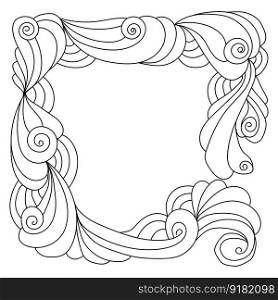 Abstract zen frame of ornate spirals and curls vector illustration for design
