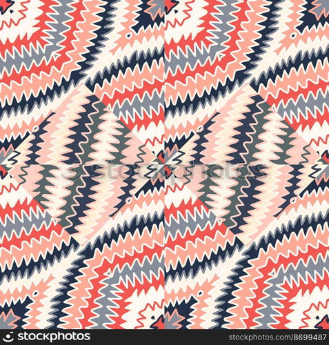 Abstract zig zag striped seamless pattern. Hand drawn sketch lines endless wallpaper. Decorative wave ethnic background. Doodle style. Design for fabric, textile print, wrapping, cover. Abstract zig zag striped seamless pattern. Hand drawn sketch lines endless wallpaper. Decorative wave ethnic background.