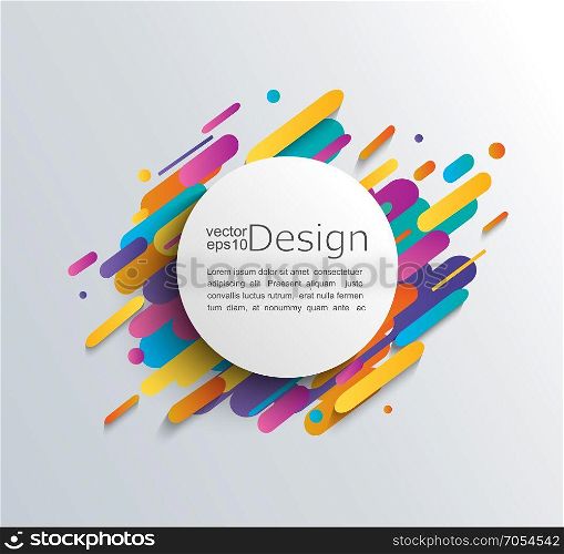 Abstraction in modern style with circle frame and bright and colorful rounded shapes. Vector illustration.. Abstraction in modern style.