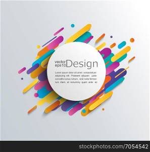 Abstraction in modern style with circle frame and bright and colorful rounded shapes. Vector illustration.. Abstraction in modern style.
