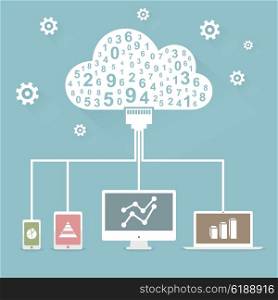 Abstraction of cloud technology. Vector illustration