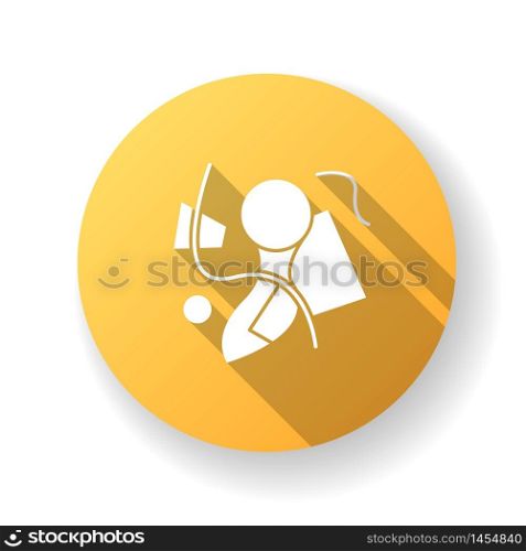 Abstractionism yellow flat design long shadow glyph icon. Cultural movement. Various shapes abstract composition. Creative minimal painting. Silhouette RGB color illustration. Abstractionism yellow flat design long shadow glyph icon