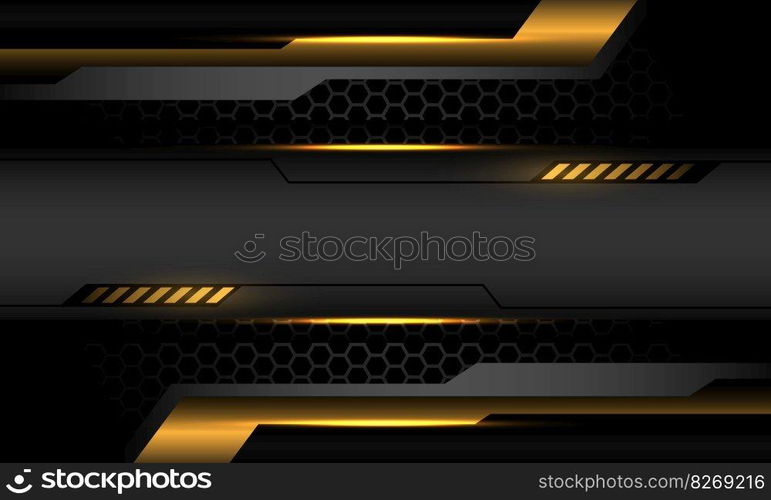 Abstractred silver black banner gold cyber geometric on blue hexagon mesh pattern design modern luxury background vector